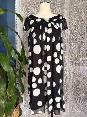 AB Studio black and white polka dot dress